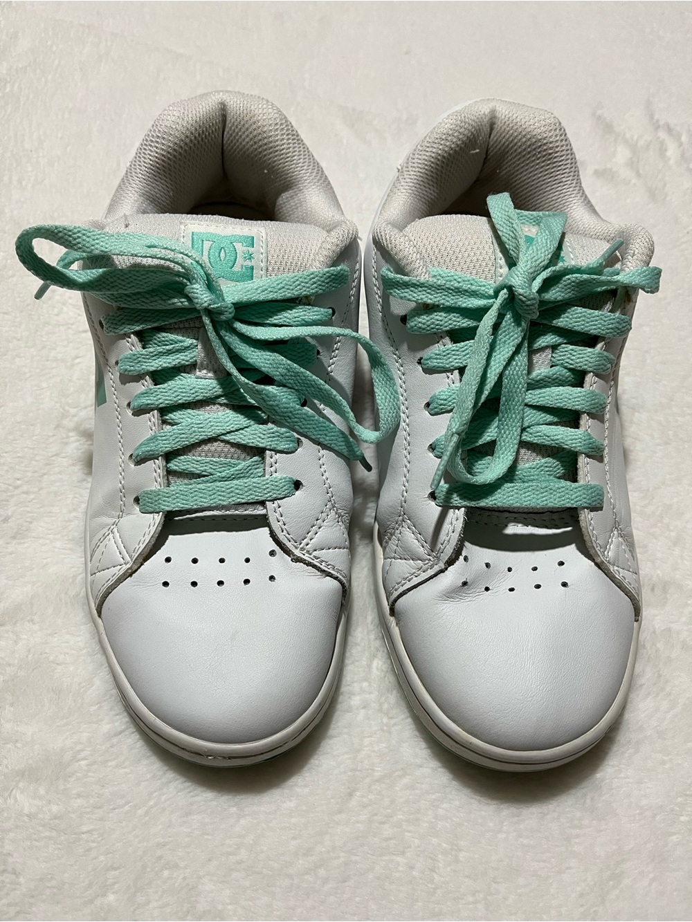 DC Women's White Sneakers with Mint Laces